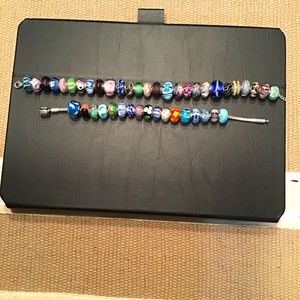 Pandora Like Glass Beads Lot of 44 Pieces